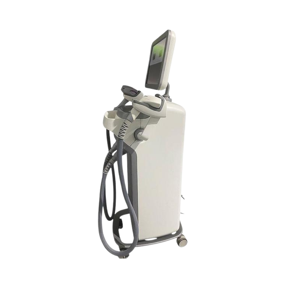 2014 Syneron Candela Elos Plus left side view of the console and cart