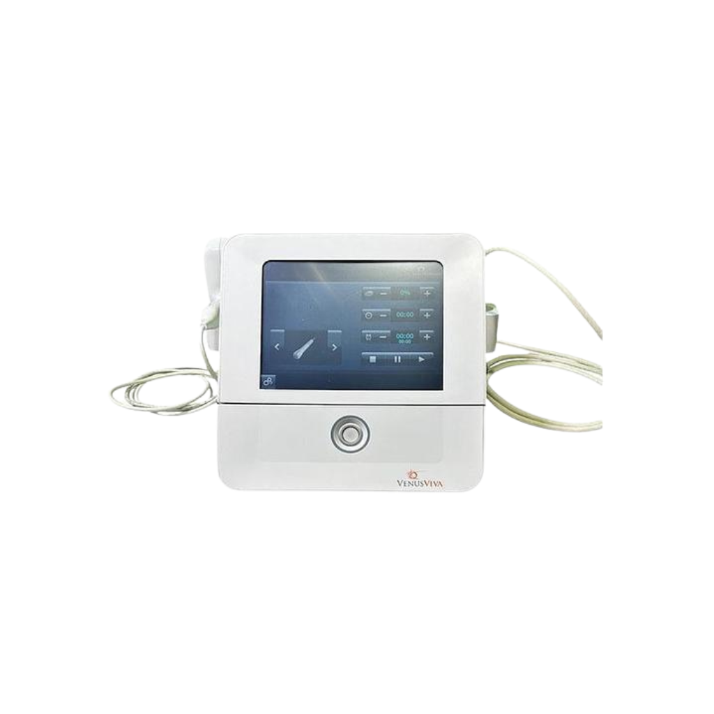 2015 Venus Viva front view 3 showing the compact body with display screen and handpiece cable attached