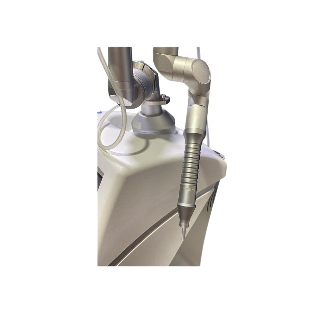 2016 Alma Pixel Co2 Femilift controller view showing a close-up of the articulated arm joint and handpiece connection