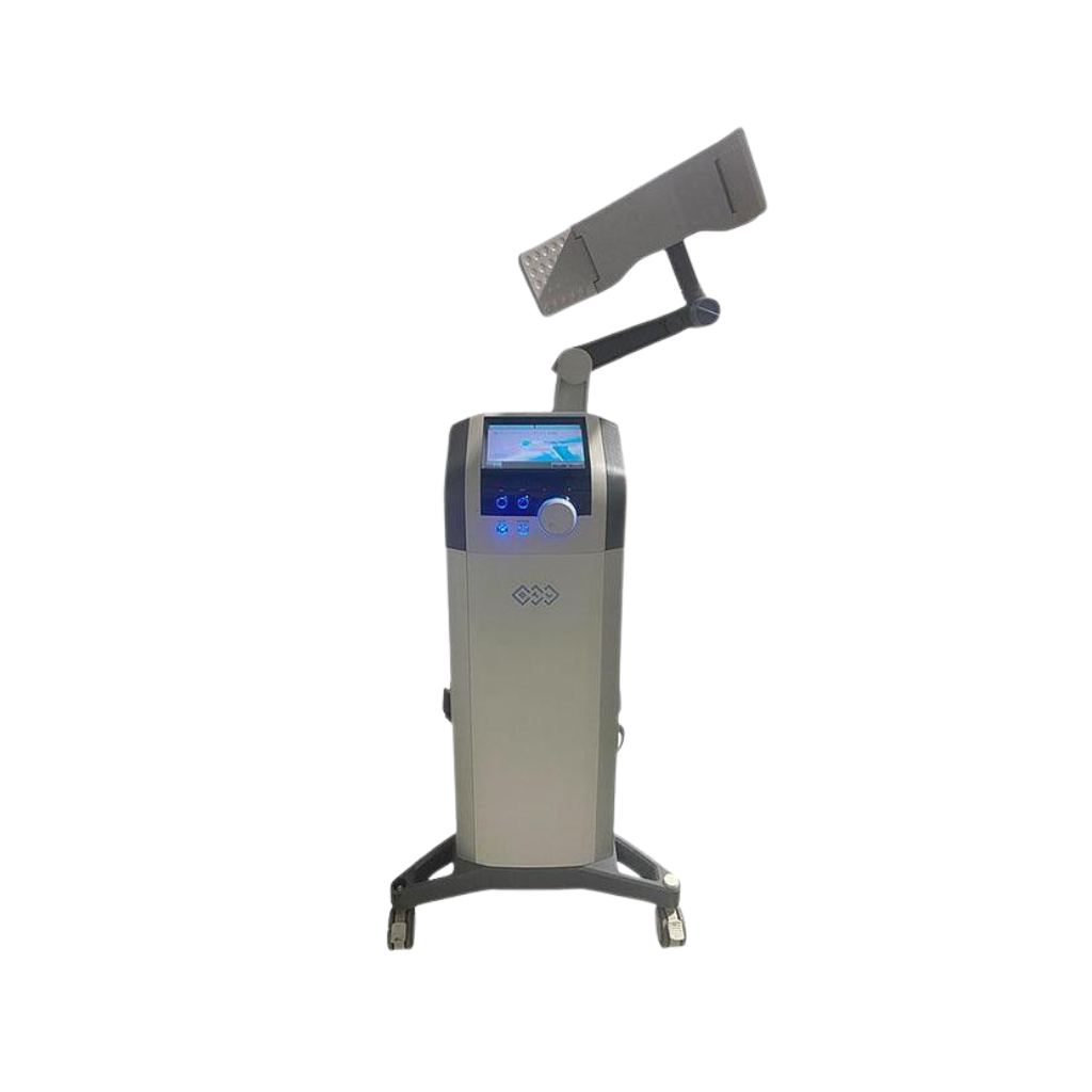 2017 BTL Vanquish ME front view showing the upright body with display screen, articulated arm, and rolling base