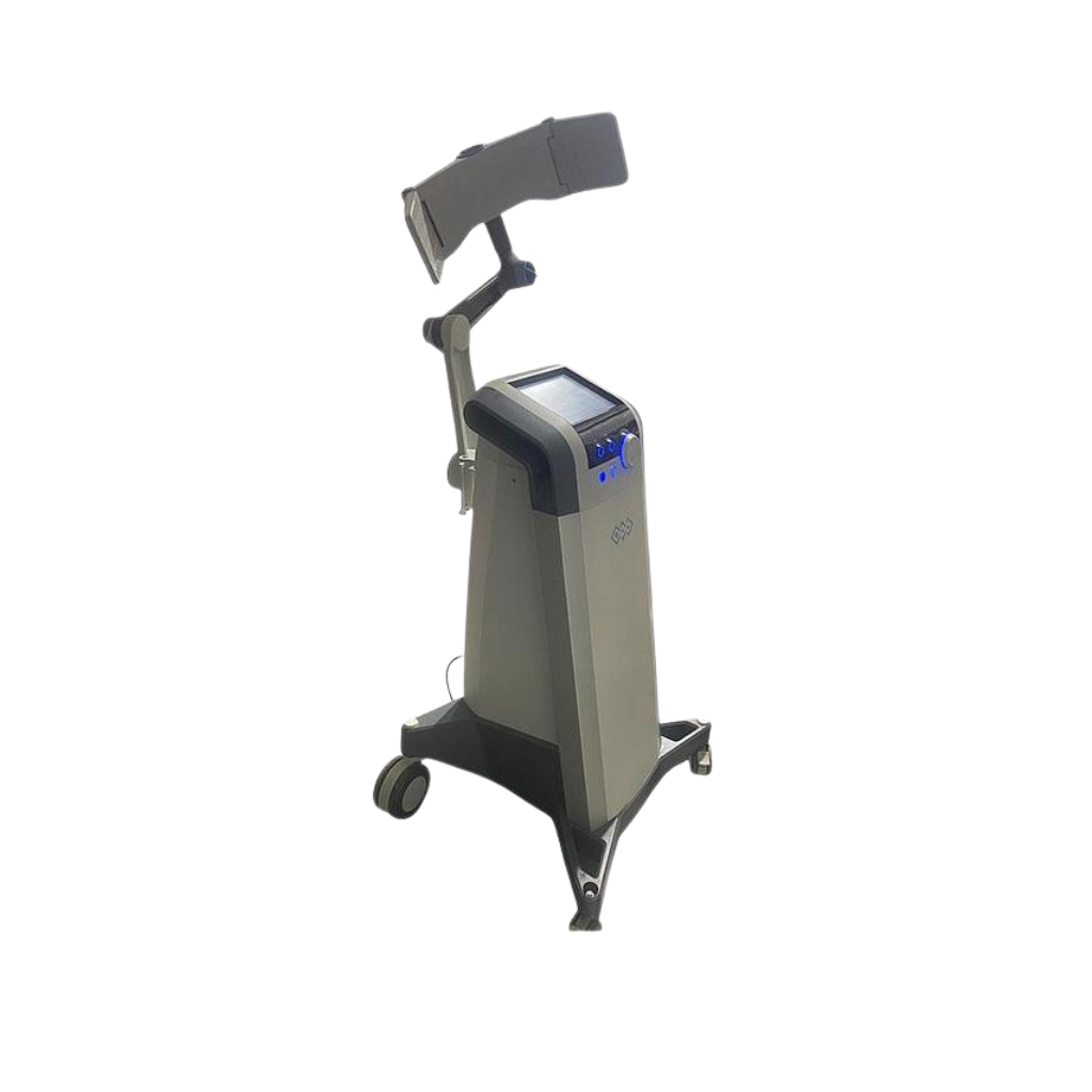 2017 BTL Vanquish ME right side view showing the upright body with display screen, articulated arm, and rolling base