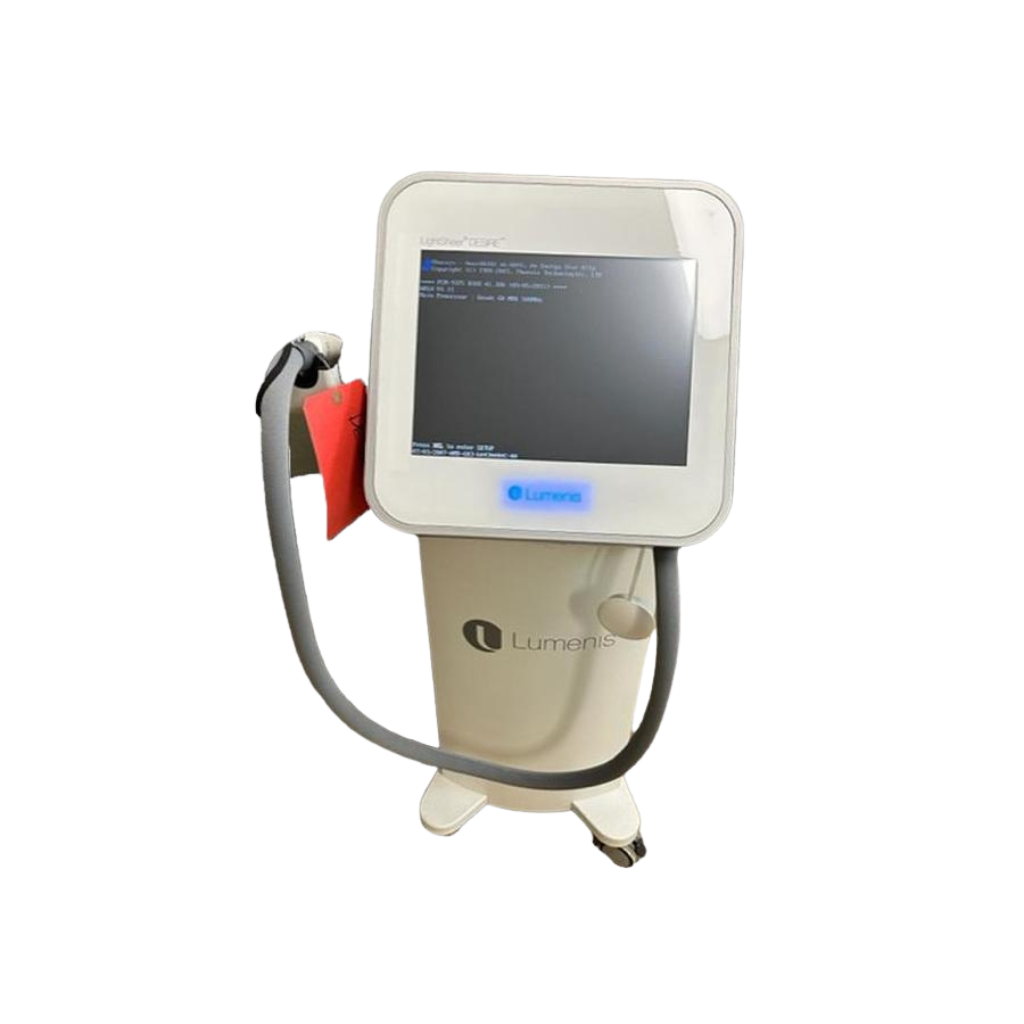 2018 Lumenis Desire XC_HS805_HS1060_ET front view showing the compact body with display screen, red safety key, and handpiece cable