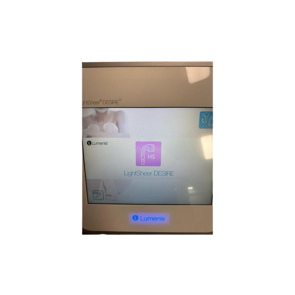 2018 Lumenis LightSheer Desire screen view 3 showing the display screen with a pink treatment icon graphic from a different angle