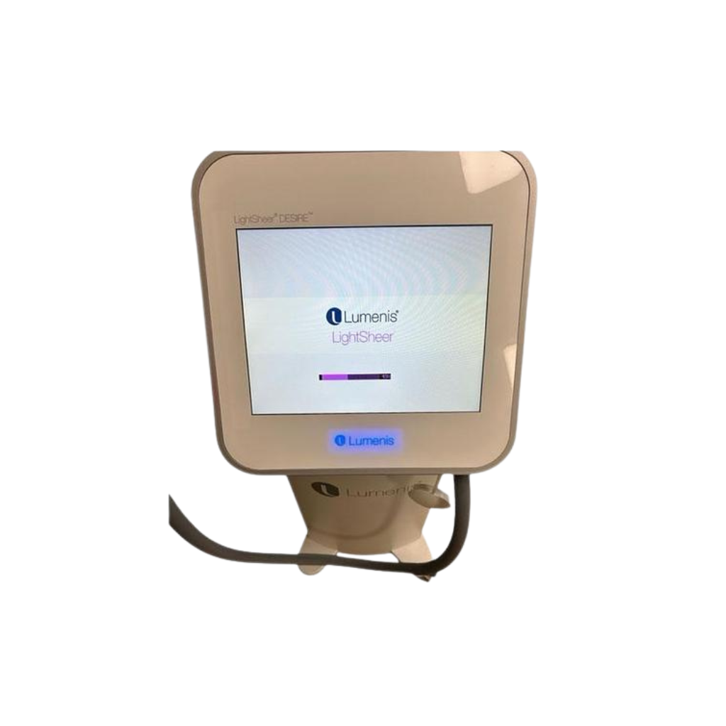 2018 Lumenis LightSheer Desire front view showing the display screen with handpiece cable attached 
