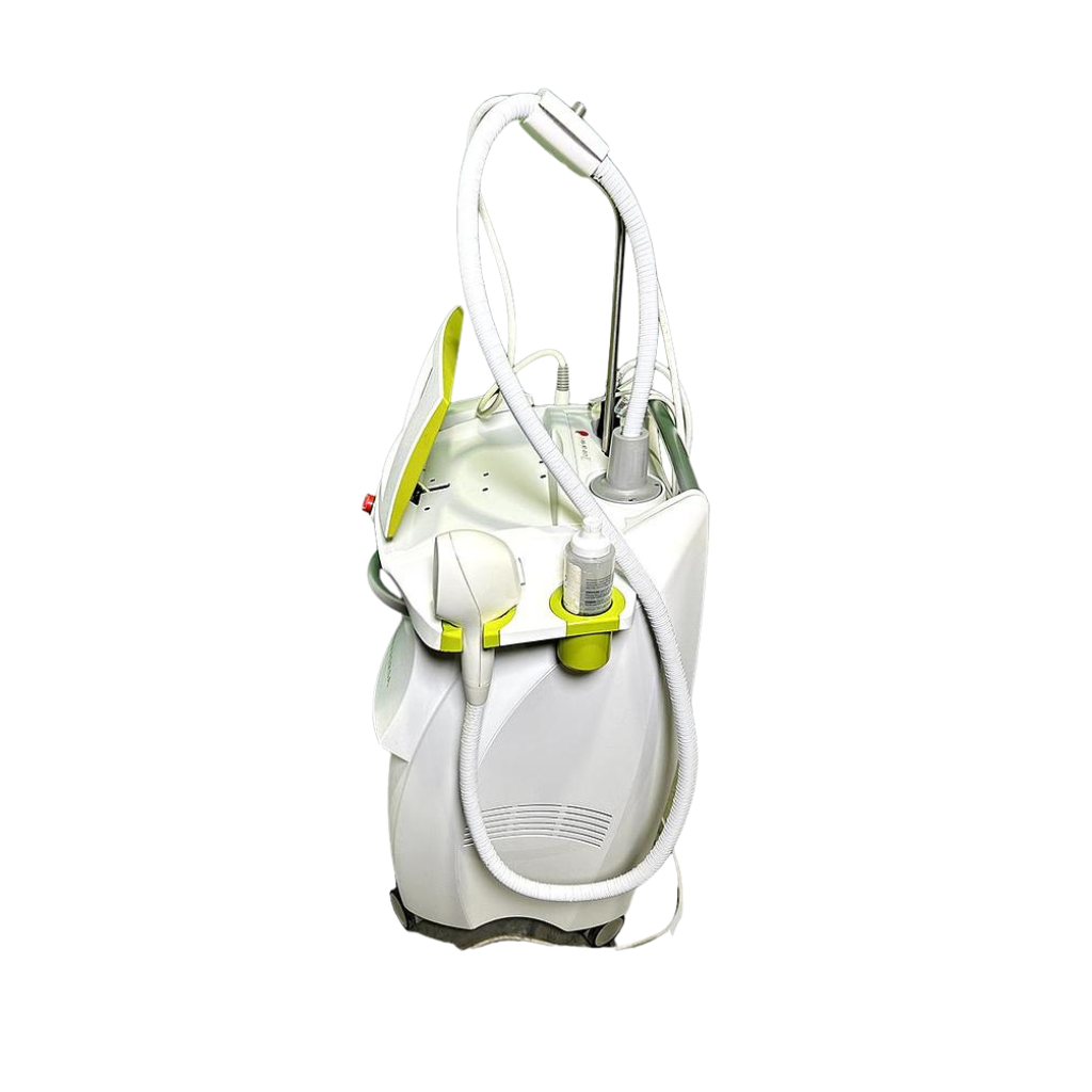 2018 Venus Versa left side view showing the upright body with handpiece holders and rolling base