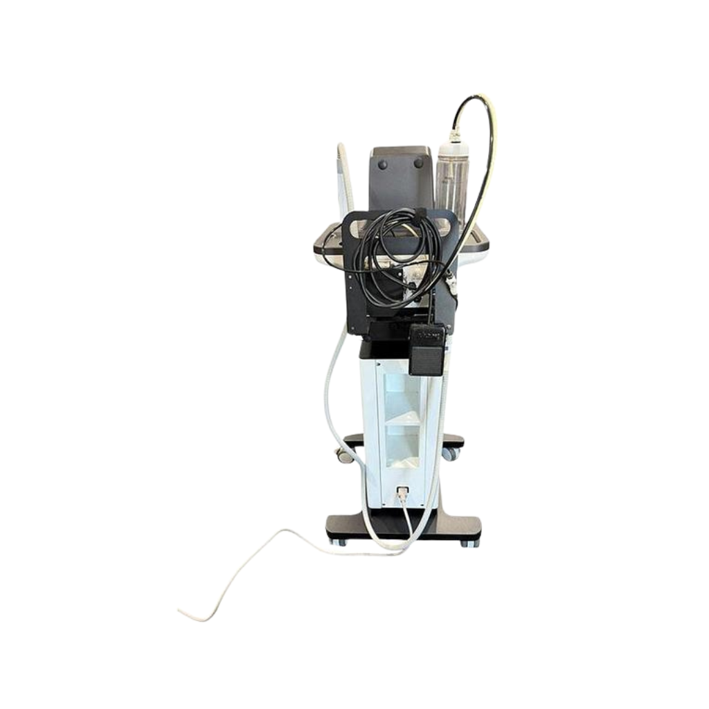 2019 Venus Glow back view showing the upright body with fluid canister, tubing, and rolling base