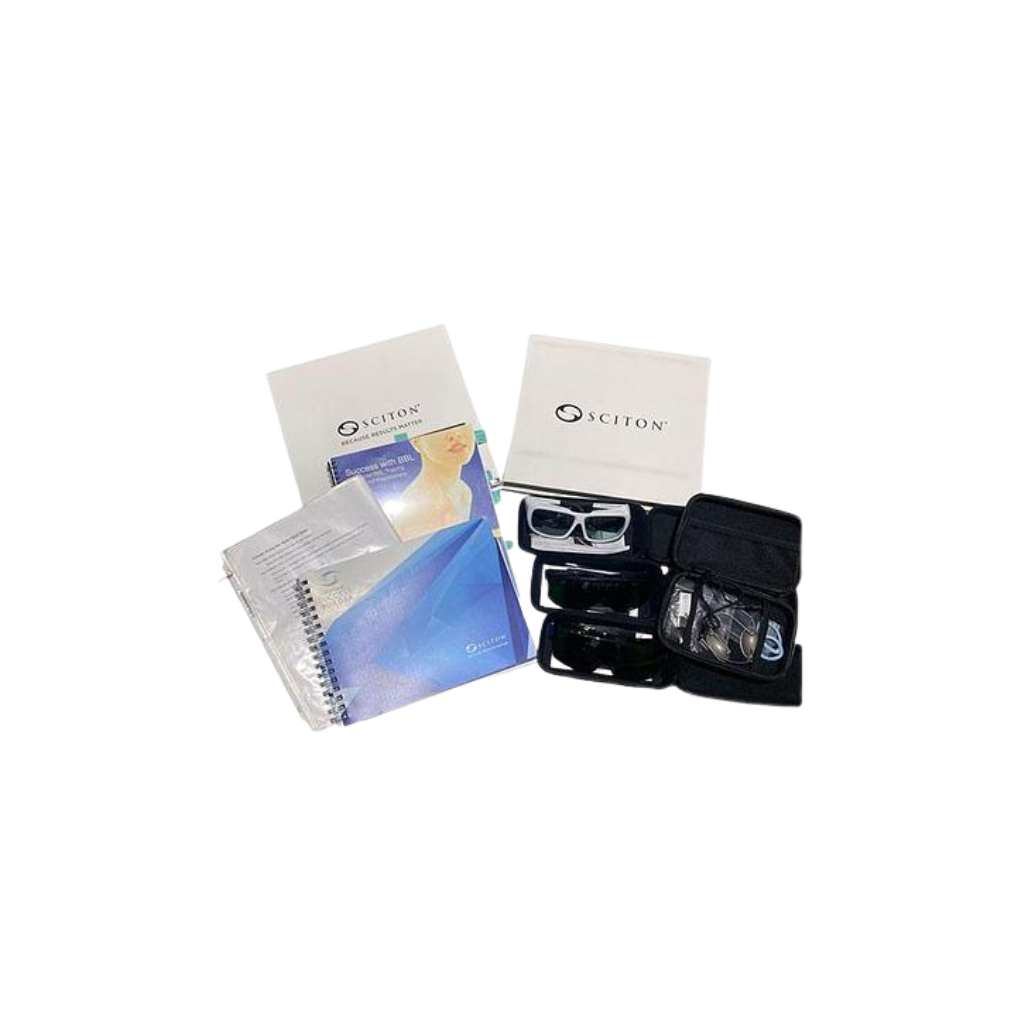 2020 Sciton mJoule with Moxi_BBL_HERO manual view showing printed documentation and an accessory carrying case