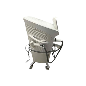 2021 Lumenis Stellar M22 side view showing the upright body with side vent panel, handpiece cable, and rolling base