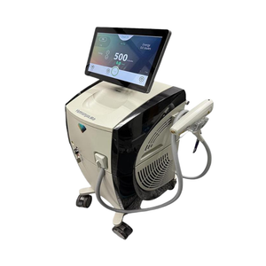 2022 Alma Harmony XL Pro side view showing the upright body with touchscreen display, handpiece attached, and rolling base