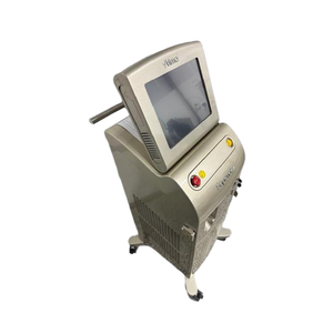 2022 Alma Soprano Ice right side view showing the upright body with display screen, side handle, and red and yellow control buttons