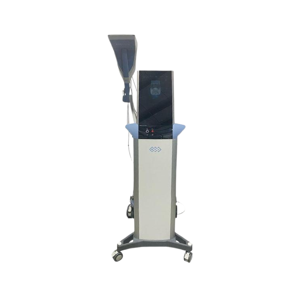 2022 BTL Emface front view showing the upright body with display screen and rolling base