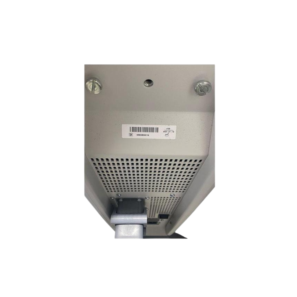 2022 BTL Emsella Chair serial number view showing the rear panel with barcode label and connector ports