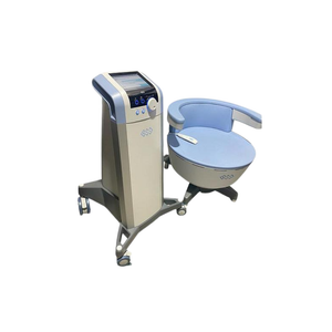 2022 BTL Emsella Chair side view showing the upright control unit with display screen beside the treatment chair