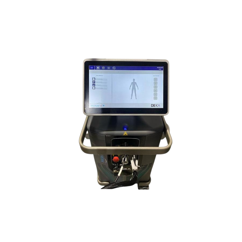 2022 DEKA Motus AZ+ screen view 2 showing the display screen with a body diagram treatment graphic