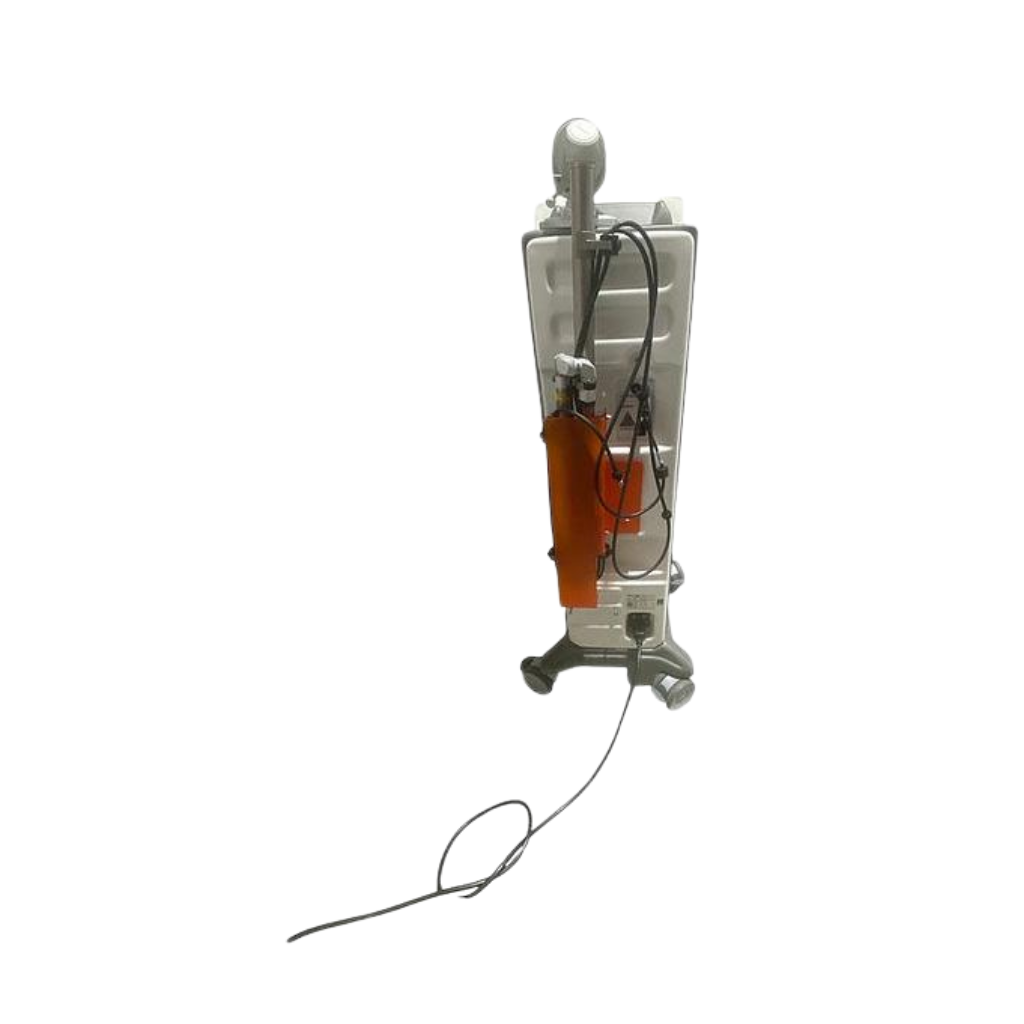 2022 DEKA SmartXide Tetra back view showing the upright body with articulated arm and orange protective cover