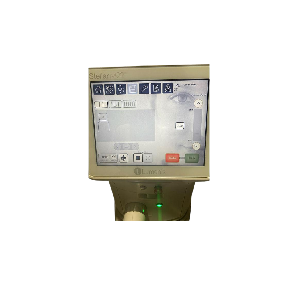 2022 Lumenis Stellar M22 OptiLight screen view 2 showing the display screen with treatment menu options