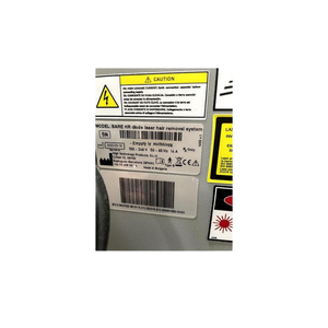 2022 Sciton Bare HR serial number view showing the rear label with warning icon, barcode, and manufacturer information