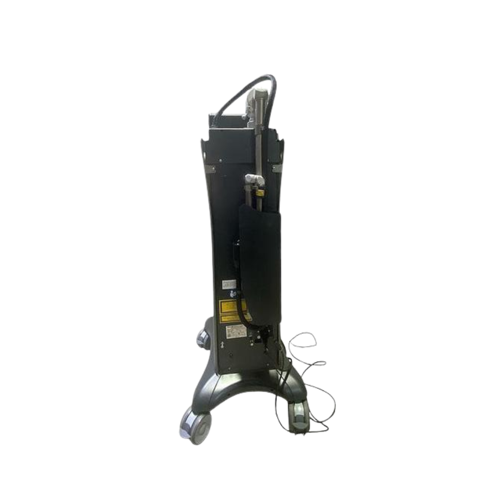2024 DEKA SmartXide Tetra PRO back view showing the upright body with articulated arm and rolling base