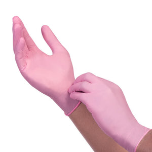 9672-30 Pink Nitrile Med Spa Gloves hands