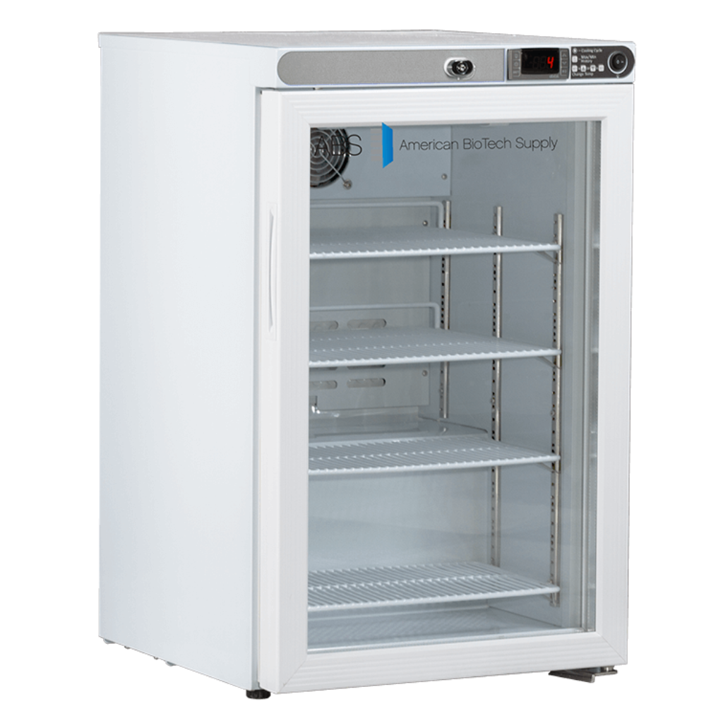 The ABS 2.5 Cu. Ft. Premier Undercounter Refrigerator with Glass Door is a compact, laboratory-grade solution designed for precise and visible cold storage in Med Spas, IV therapy settings, and medical wellness practices.