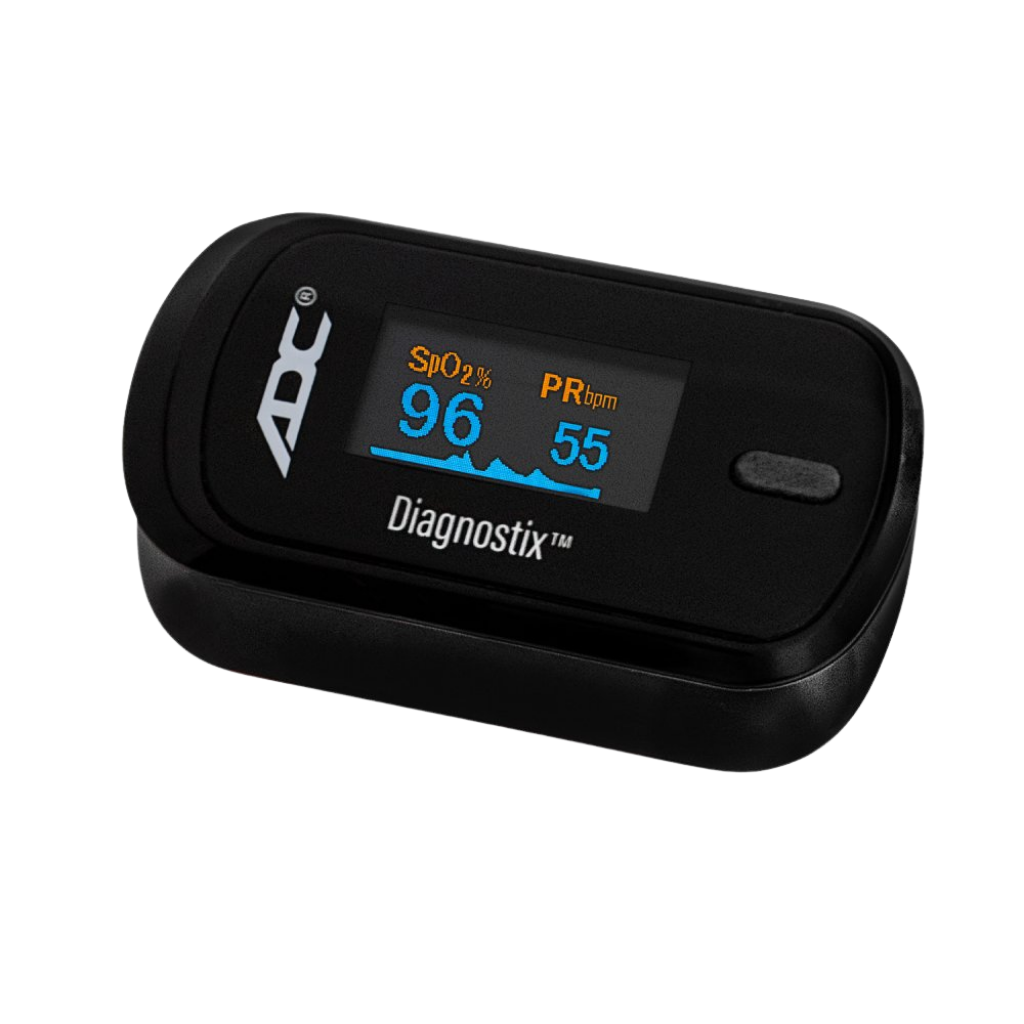 ADC Diagnostix Fingertip Pulse Oximeter (2100) illustrating the LED display