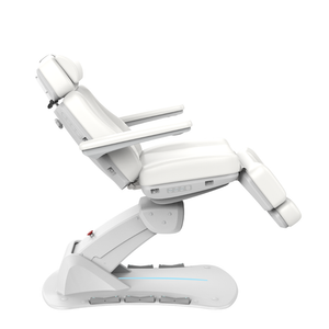 Aspromus Upgrade Plus Medical Spa Chair shown with Snow upholstery showing the profile view.