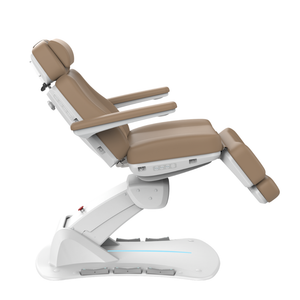 Aspromus Upgrade Plus Medical Spa Chair shown with Toffee upholstery showing the profile view.