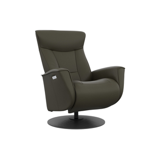 Astrid IV Therapy Chair with Martini Olive upholstery features a dual-motor ergonomic system with independent footrest and backrest controls