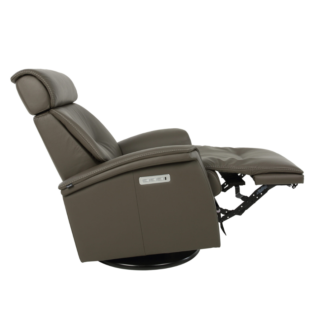 Aurora IV Therapy Chair with Graphite upholstery in a fully reclined position