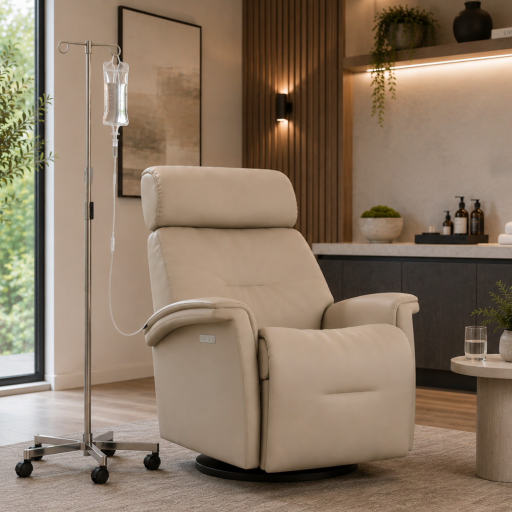 Aurora IV Therapy Chair with Ivory upholstery in a medical wellness setting