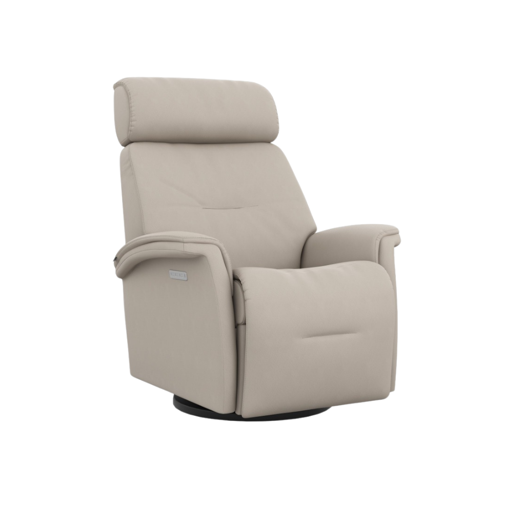 Aurora IV Therapy Chair with Ivory upholstery features a three-motor ergonomic support system with independent reclining, power lumbar, and power head/neck adjustments