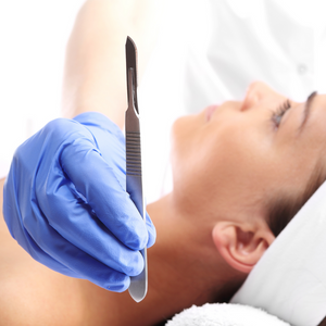 Basics Spa Size 3 Dermaplane Handle In Use on a Patient
