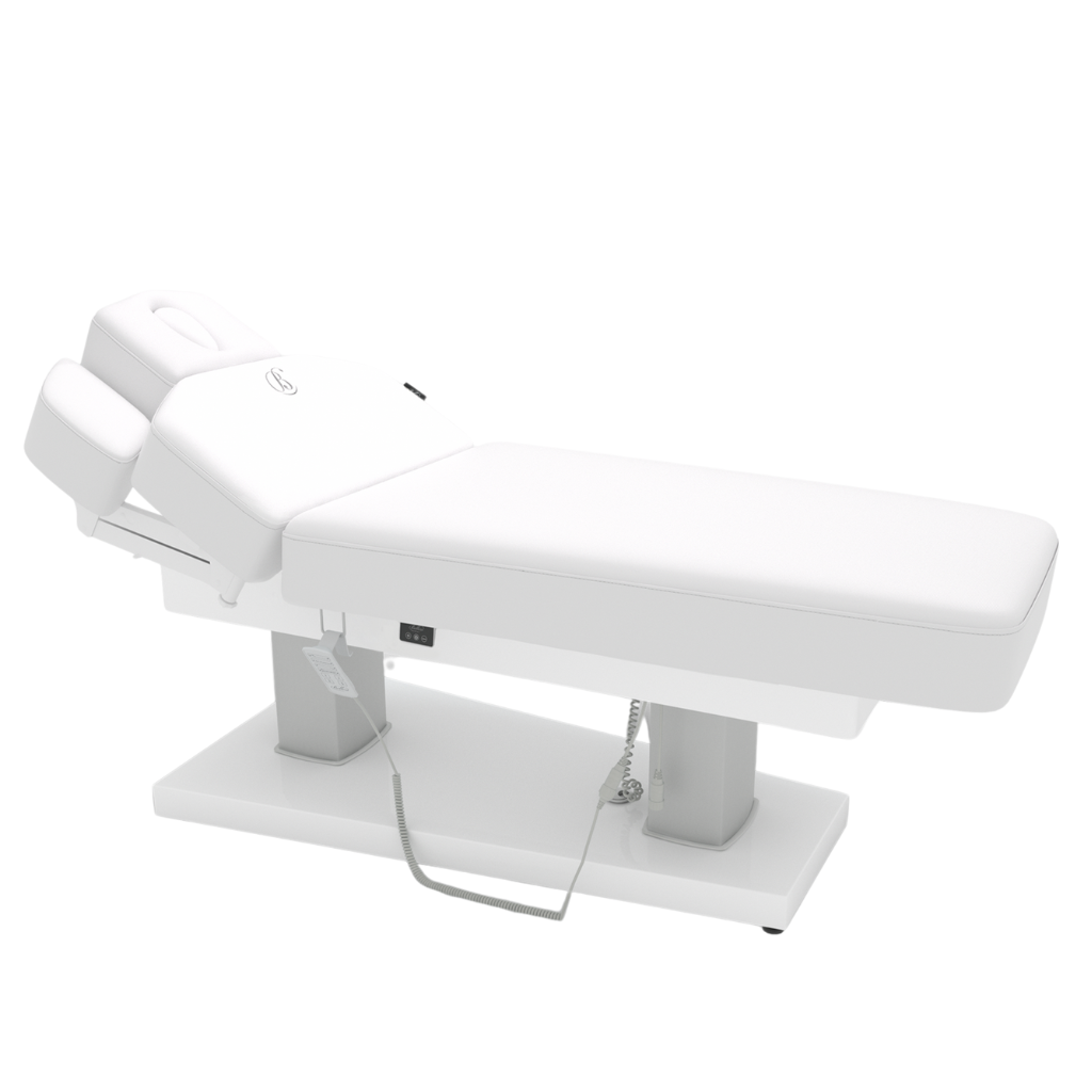 White Bellezi Velvet Evo Pro medical wellness table on a white background