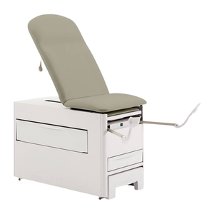 Brewer Access Exam Table 1000A with Feather Upholstery shown with stir-ups
