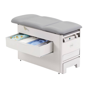 Brewer Access Exam Table 1000A shown with an open side storage drawer and flat top