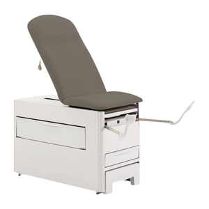 Brewer Access Exam Table 1000A with Gunmetal Upholstery shown with stir-ups