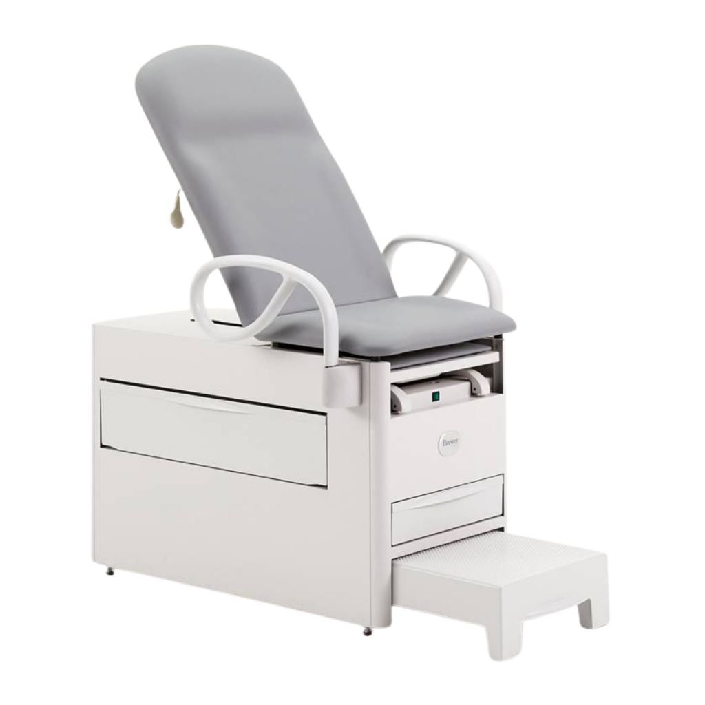 Brewer Access Exam Table 1000A shown with patient assist handles and step