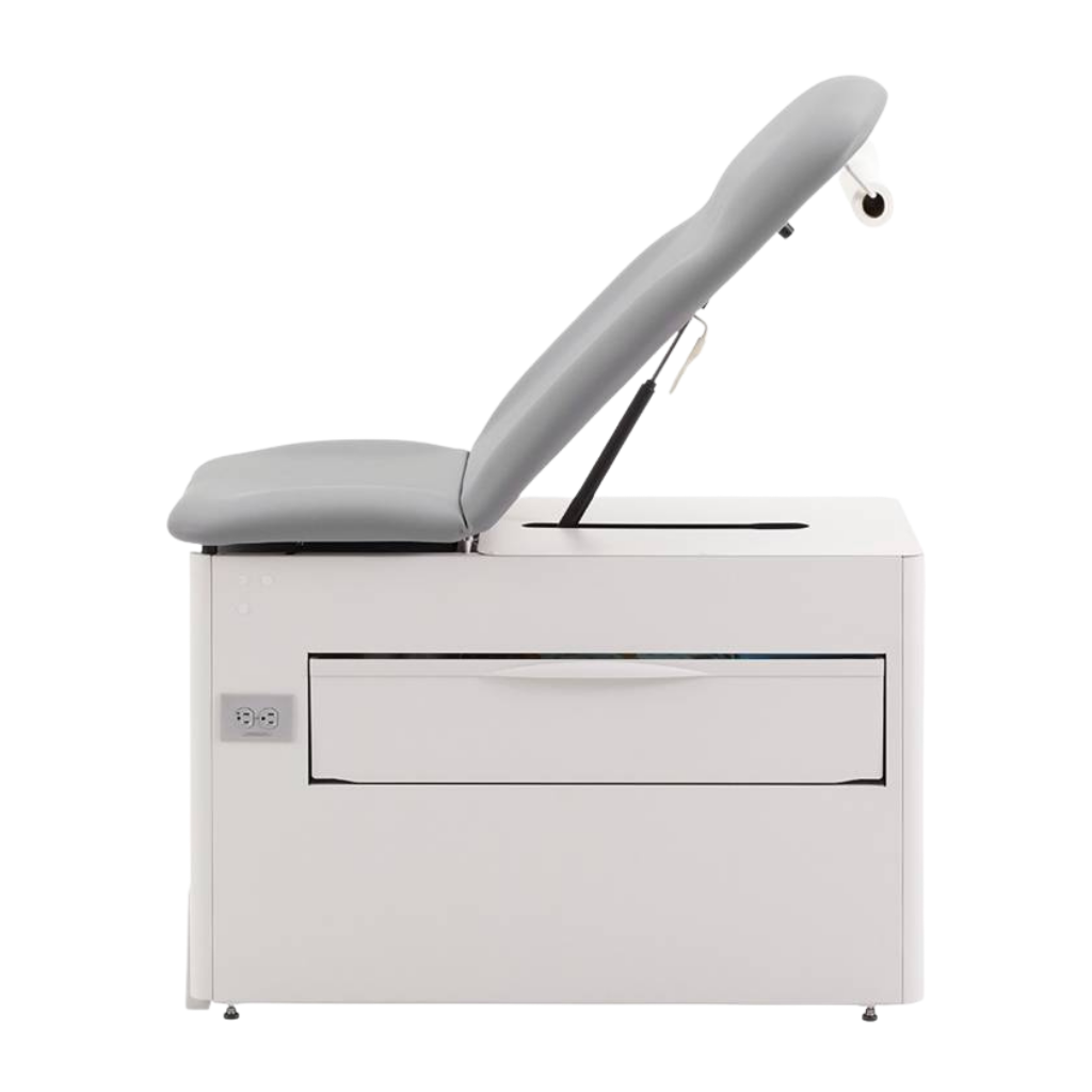 Brewer Access Exam Table 1000A illustrating the side view of the manual pneumatic back