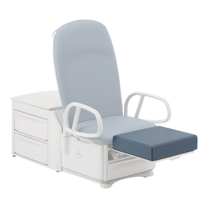 Brewer Footrest Pad (3500077) shown where it is attached to a Brewer exam table