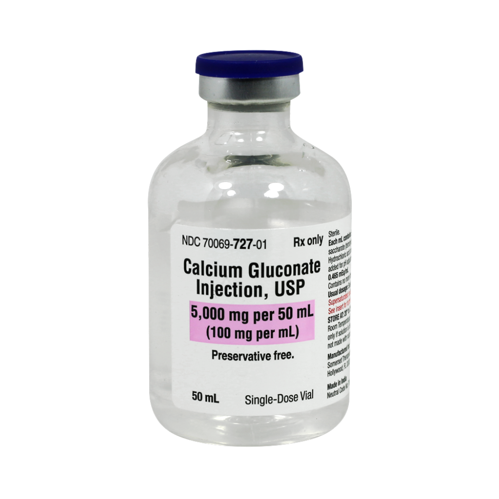 Calcium Gluconate Injection, USP is a sterile, preservative-free, prescription-only replacement preparation supplied in a 50 mL single-dose vial. NDC 70069-727-01