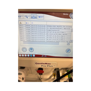 Candela GentleMax Pro Plus touchscreen warnings display with safety notices highlighted