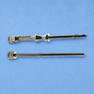 Cannula / Trocar System for Pellet Insertion Reusable (4.5mm) on a blue surgical background