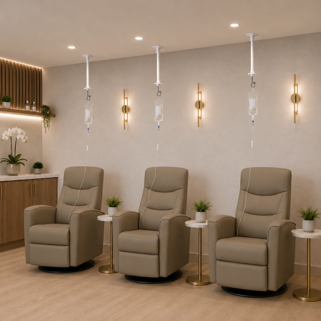 Ceiling Mounted Stationary IV Pendant For IV Therapy Businesses