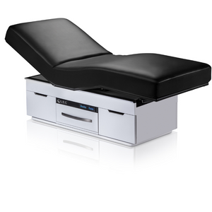 LEC Century City™ Dual-Pedestal Low-Range Treatment Table with Digital Warming Drawer Salon top