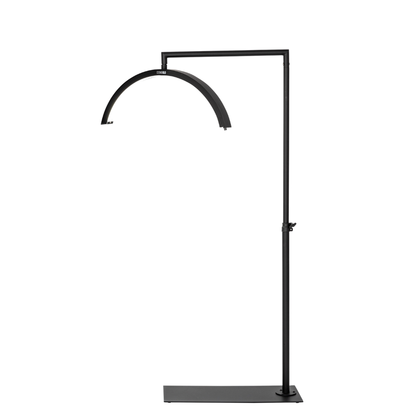 CosmoGlo LED XL light black with adjustable arm and phone clip, professional illumination tool for med spa injectors and dermatology treatment procedures.