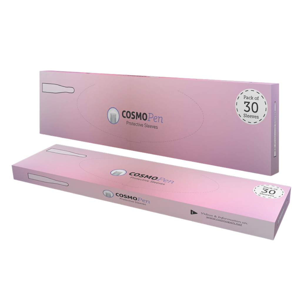 CosmoPen Protective Sleeves provide an additional layer of protection for professional microneedling procedures by covering both the CosmoPen device and needle cartridge.