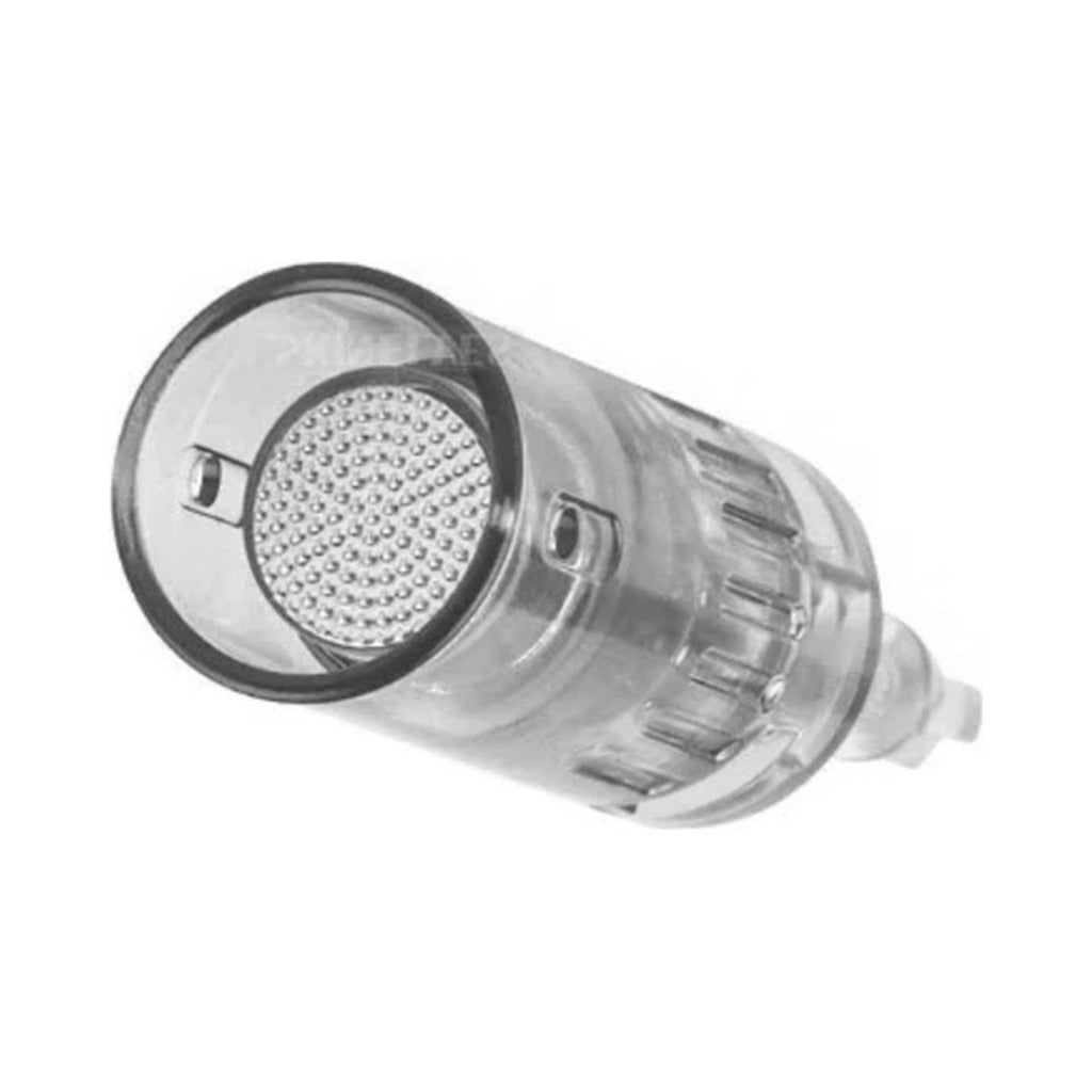 Close-up of a CytoPen® S2 microdermabrasion screw-in tip showing its textured Nano tip surface for microdermabrasion treatments