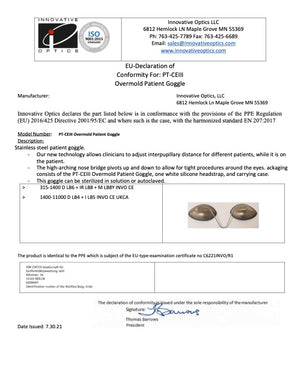 Innovative Optics PTCEIII-Blue Adjustable Patient Goggle: Declaration of Conformance