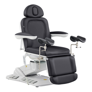Dream In Reality Fiona Exam Table With Stirrups (8246EBYH-stirrups): Black, Side View