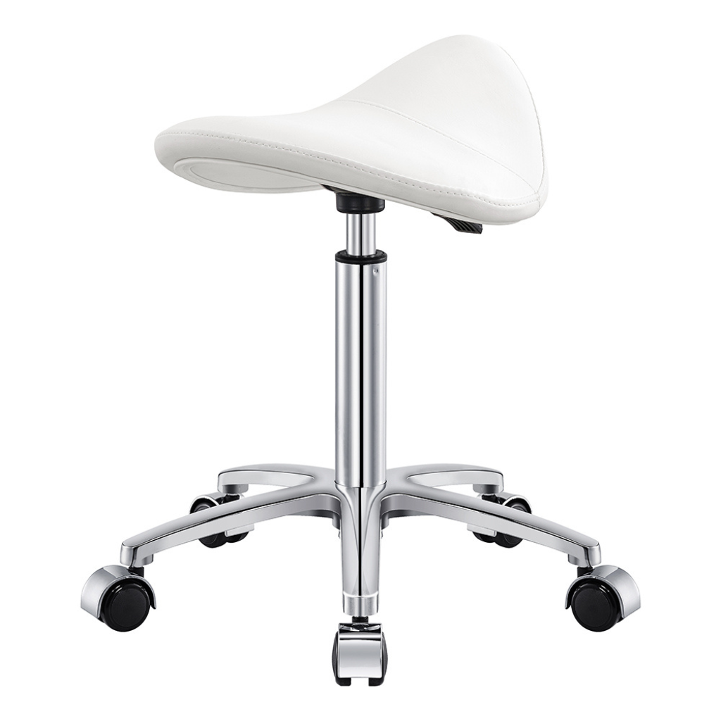 Dream In Reality Nero Saddle Stool (9909): White, Front View